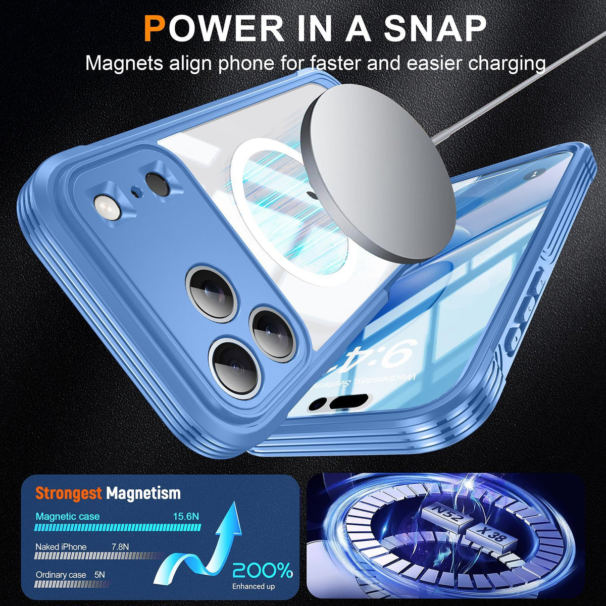 Compatible with iPhone 18 Pro Max RedPepper Tempered Glass MagSafe Phone Case - Blue