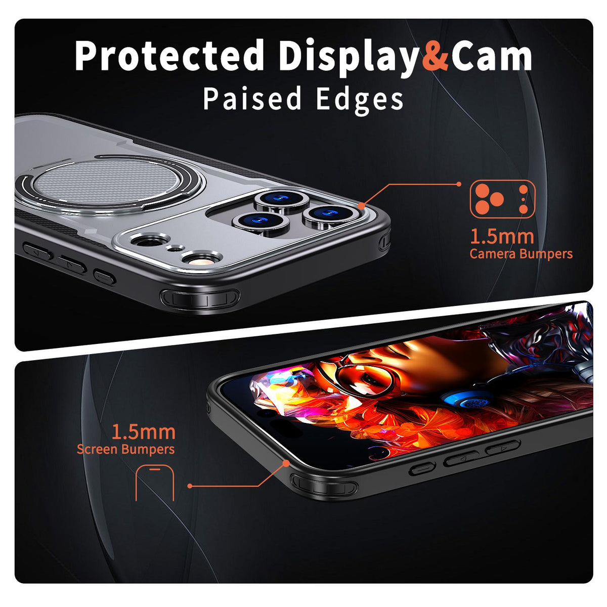 Compatible with iPhone 18 Pro Max kalebol Metal 360 Degree Rotation Holder MagSafe Phone Case - Grey