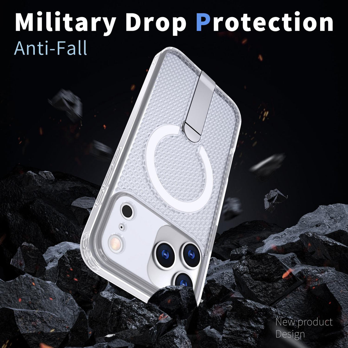 Compatible with iPhone 18 Pro Max kalebol Honeycomb Cooling MagSafe Holder Phone Case - Frosted Transparent