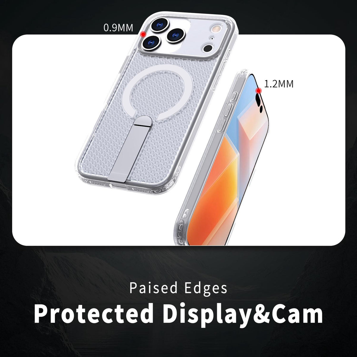 Compatible with iPhone 18 Pro Max kalebol Honeycomb Cooling MagSafe Holder Phone Case - Frosted Transparent