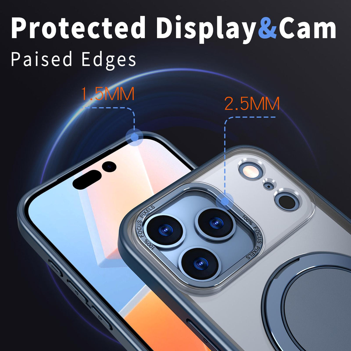 Compatible with iPhone 18 Pro Max Kalebol 360-degree Rotating MagSafe Magnetic Holder Phone Case - Blue