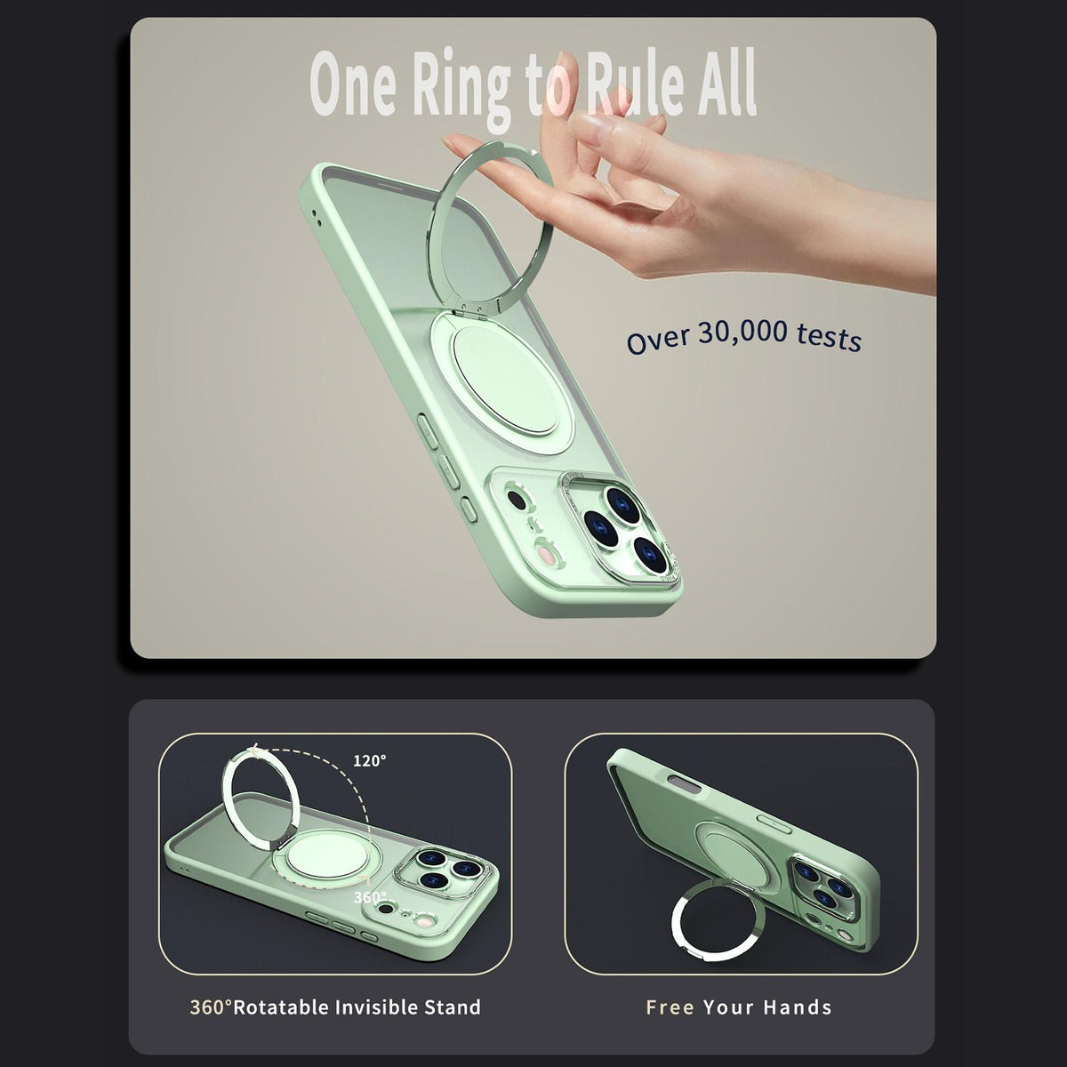 Compatible with iPhone 18 Pro Max Kalebol 360-degree Rotating MagSafe Magnetic Holder Phone Case - Avocado Green