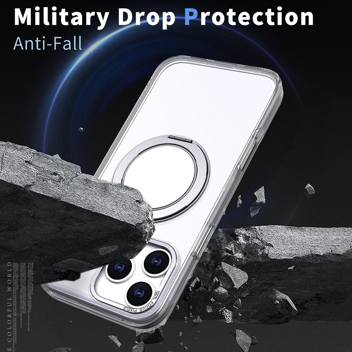 Compatible with iPhone 18 Pro Max Kalebol 360-degree Rotating MagSafe Magnetic Holder Phone Case - Transparent