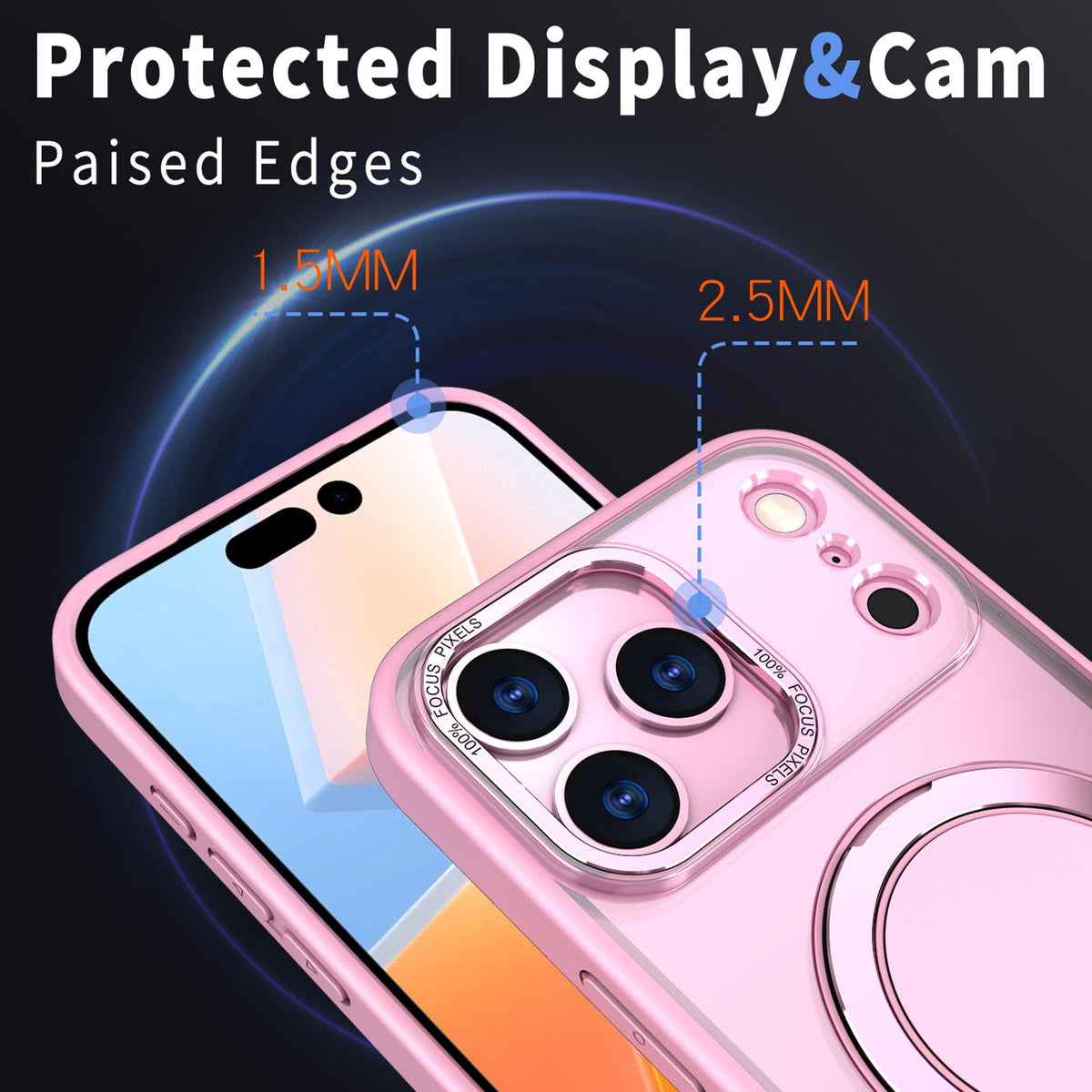 Compatible with iPhone 18 Pro Max Kalebol 360-degree Rotating MagSafe Magnetic Holder Phone Case - Pink