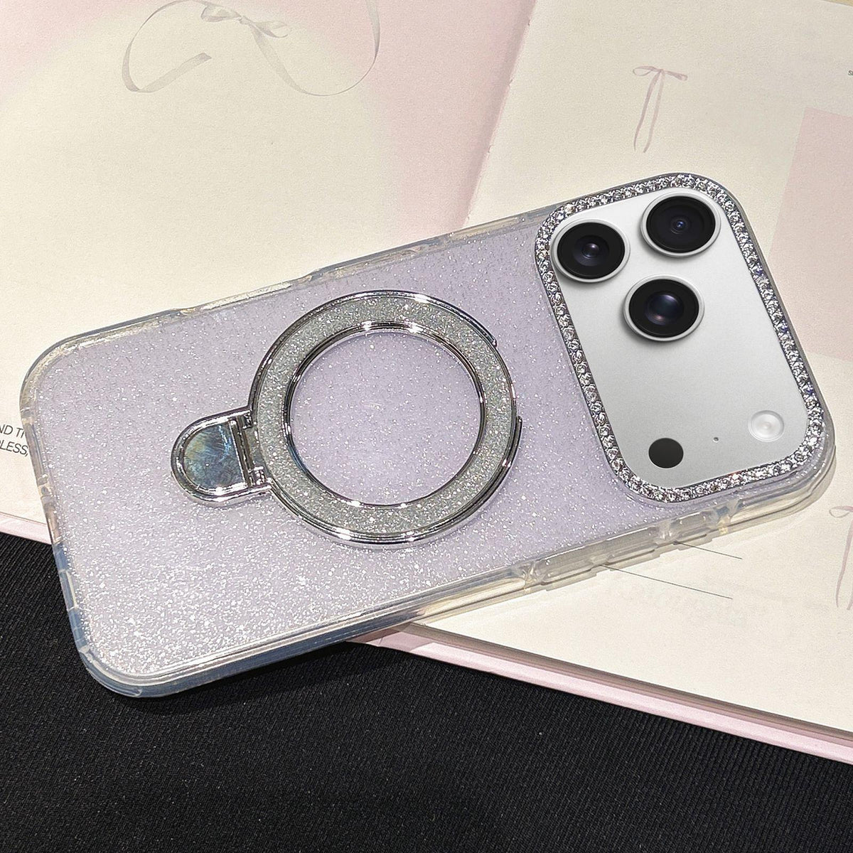 Compatible with iPhone 18 Pro Max & 17 Pro Max Gradient Glitter Diamonds MagSafe Phone Case - Light Purple