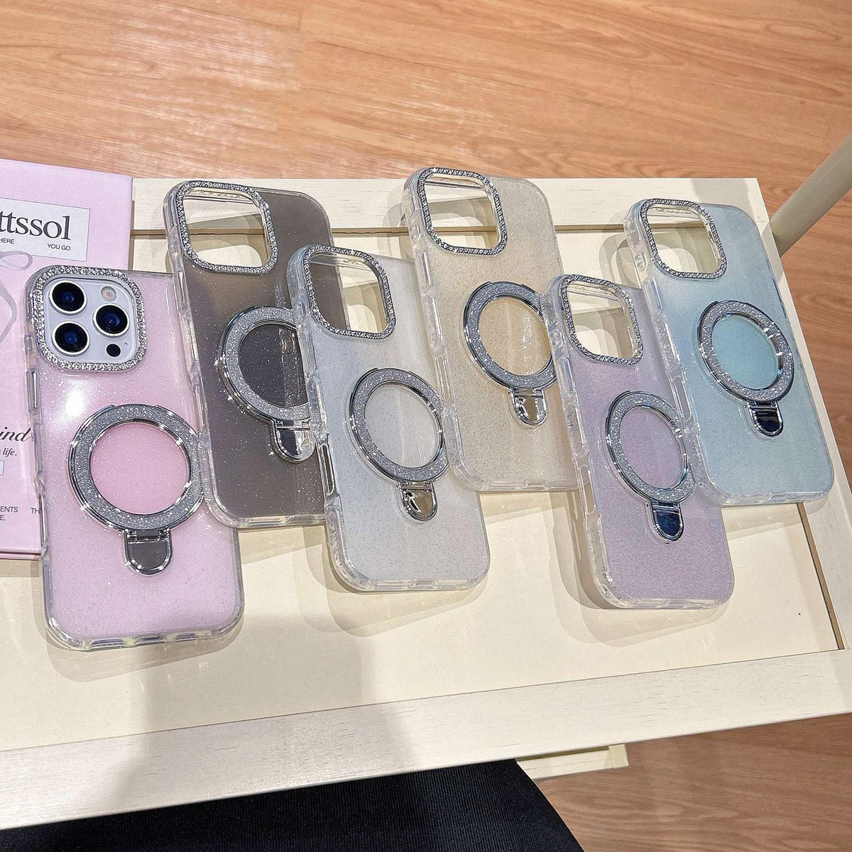 Compatible with iPhone 18 Pro Max & 17 Pro Max Gradient Glitter Diamonds MagSafe Phone Case - Light Blue