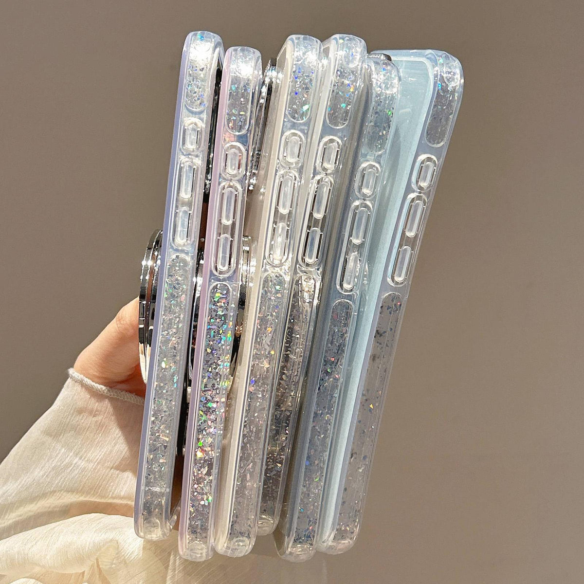 Compatible with iPhone 18 Pro Max & 17 Pro Max Gradient Glitter Diamonds MagSafe Phone Case - Light Blue
