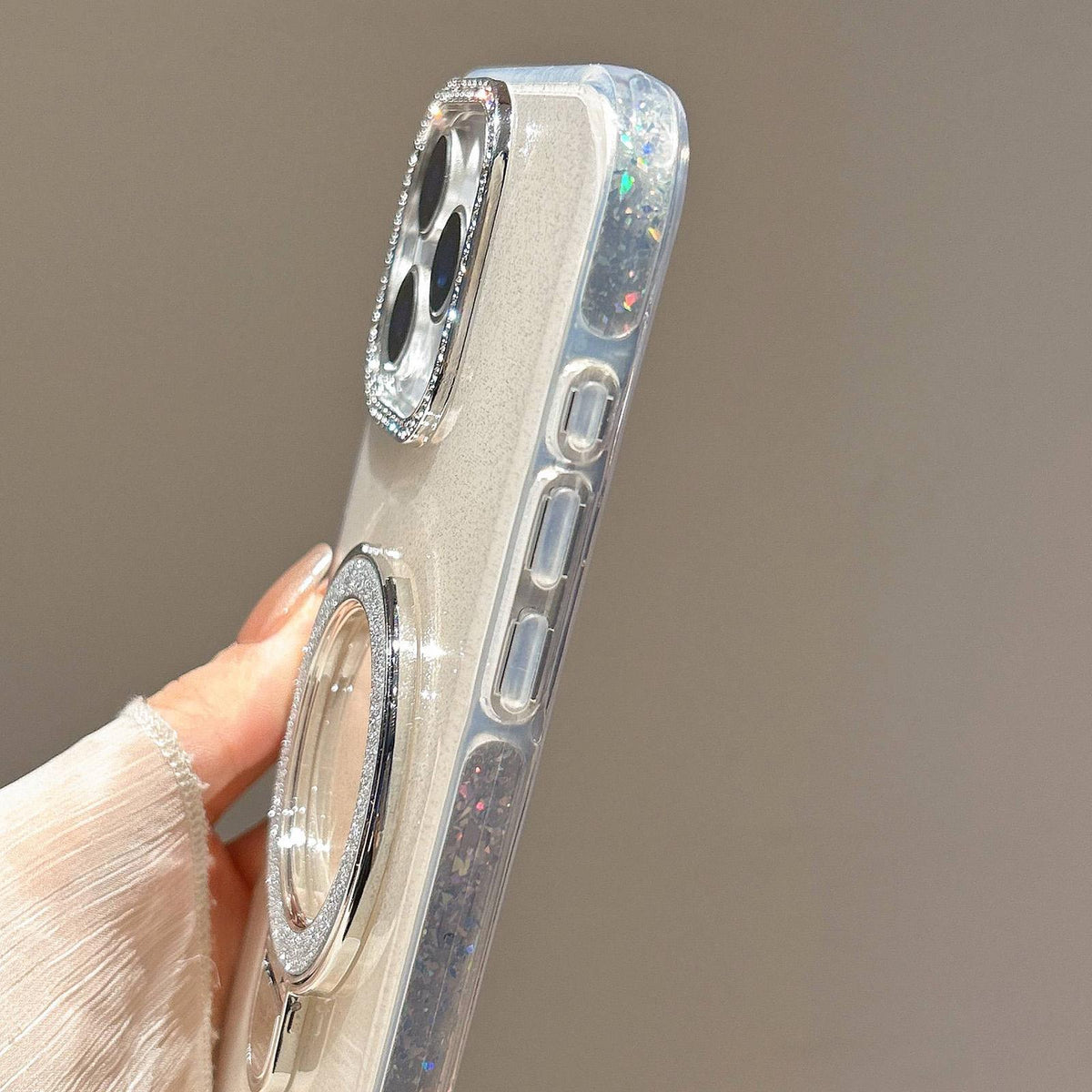 Compatible with iPhone 18 Pro Max & 17 Pro Max Gradient Glitter Diamonds MagSafe Phone Case - Light Blue
