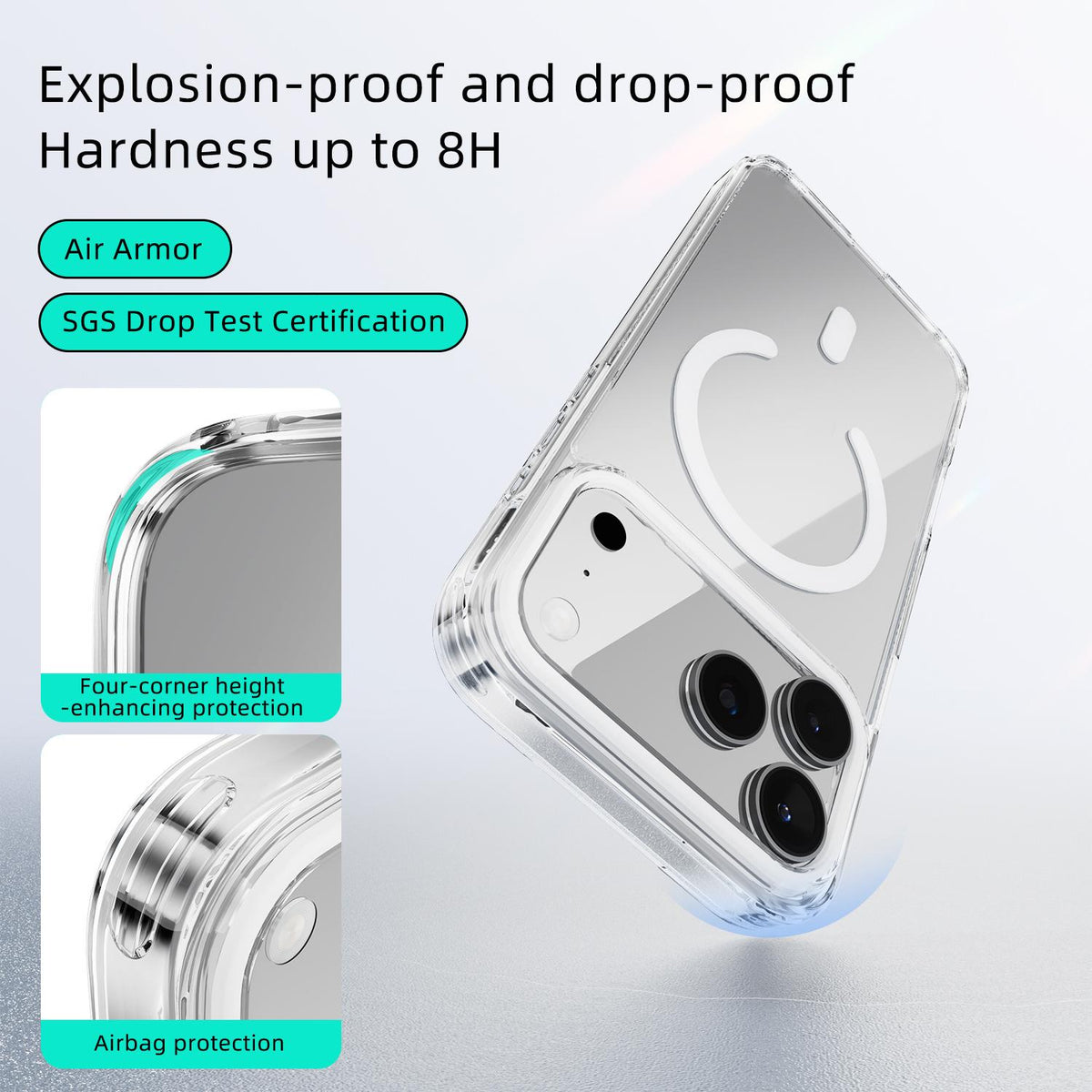 Compatible with iPhone 18 Pro Max & 17 Pro Max ABEEL MagSafe Magnetic Color Ring Anti-scratch Transparent Phone Case - Black