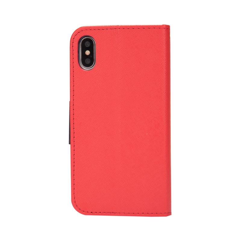 Compatible with iPhone 18 Pro Max & 17 Pro Max Mercury Contrast Color Splicing Leather Phone Case - Red