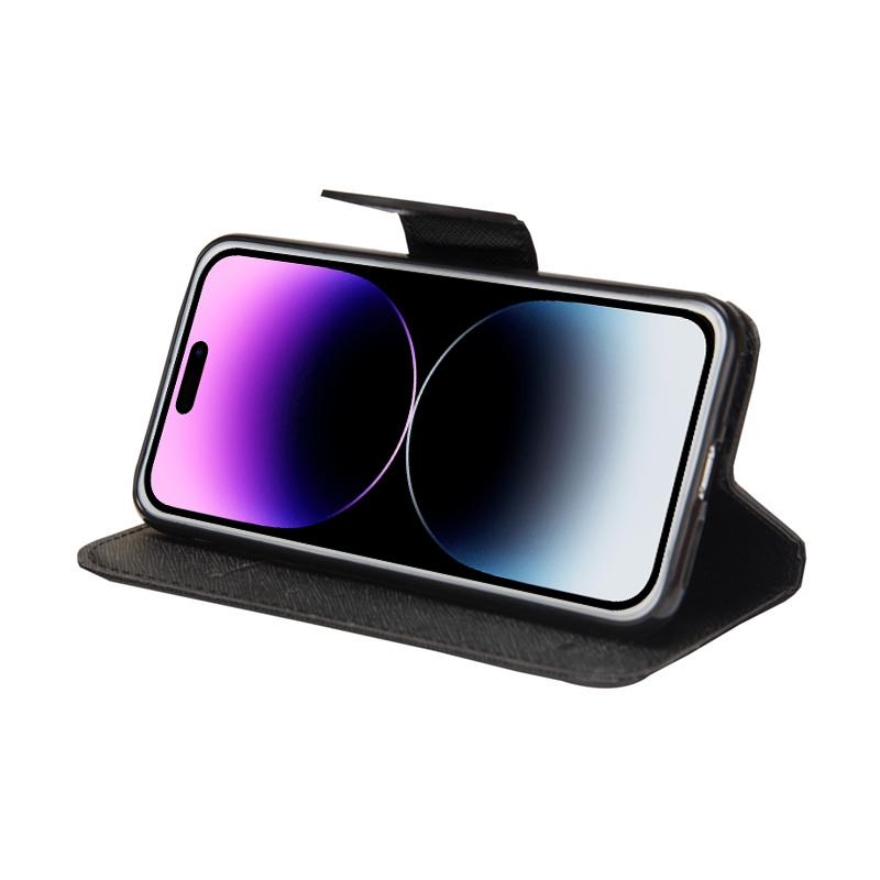 Compatible with iPhone 18 Pro & 17 Pro Mercury Contrast Color Splicing Leather Phone Case - Black