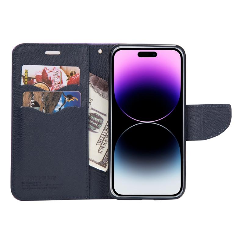Compatible with iPhone 18 Pro & 17 Pro Mercury Contrast Color Splicing Leather Phone Case - Rose Red