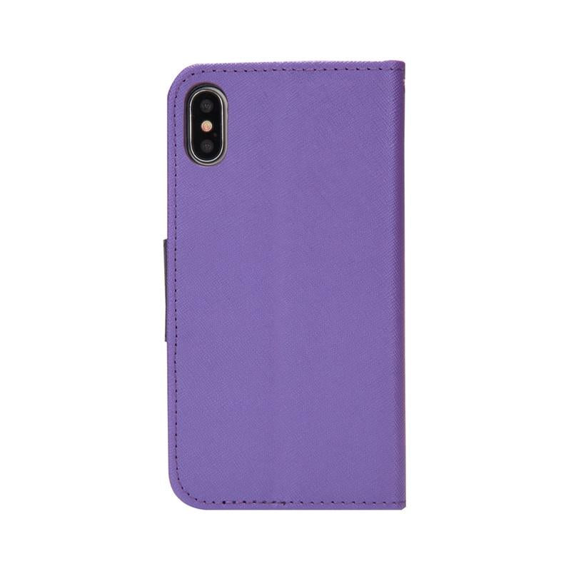 Compatible with iPhone 18 Pro & 17 Pro Mercury Contrast Color Splicing Leather Phone Case - Purple
