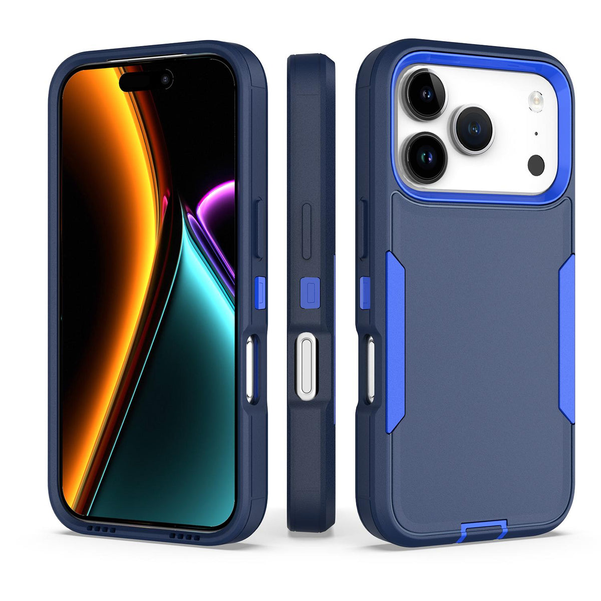 Compatible with iPhone 18 Pro & 17 Pro 2 in 1 PC Dual-Layer TPU Phone Case - Royal Blue+Dark Blue