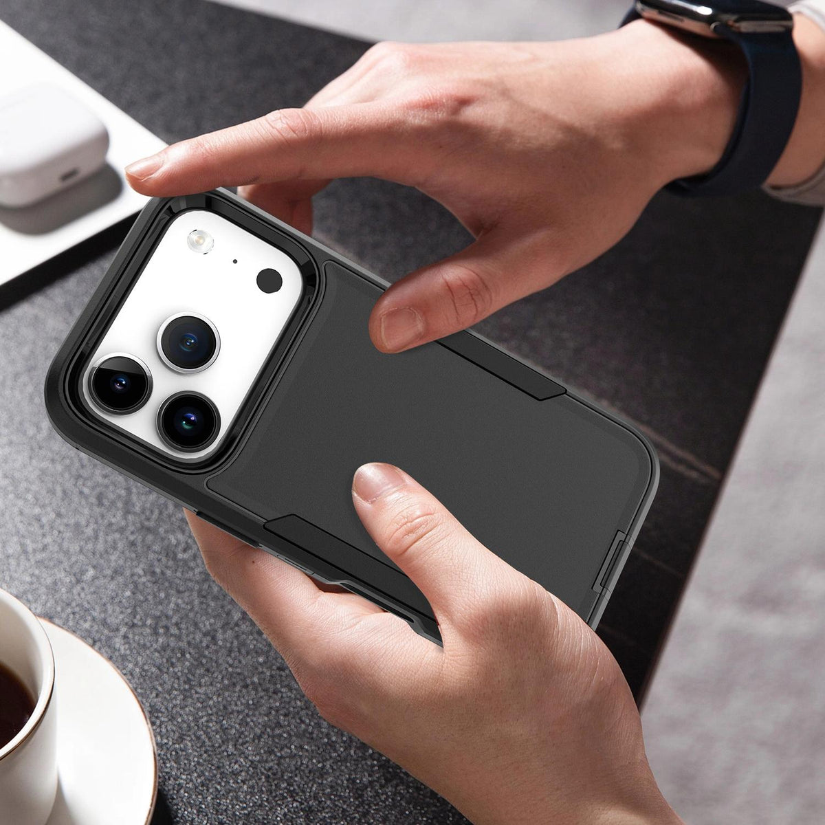 Compatible with iPhone 18 Pro & 17 Pro 2 in 1 PC Dual-Layer TPU Phone Case - Purple+Black