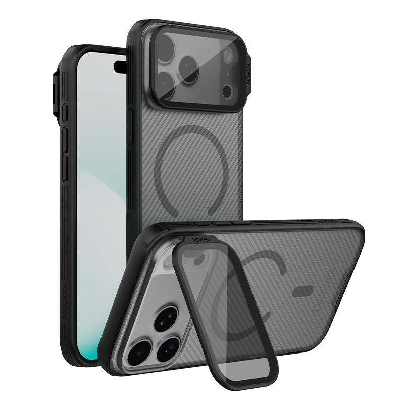 Compatible with iPhone 18 Pro Max NILLKIN CamShield Prop Transparent Mirror Cover MagSafe Magnetic Translucent PC Phone Case - Black