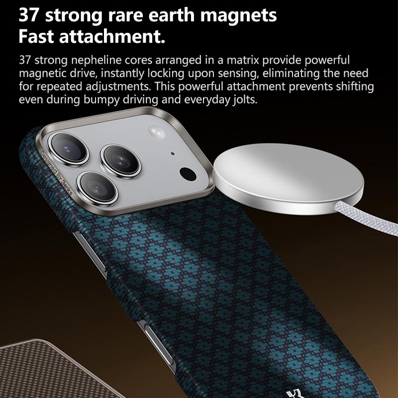 Compatible with iPhone 18 Pro & 17 Pro Benks Color Shield C1 Classic Kevlar Woven Diamond MagSafe Phone Case - Blue