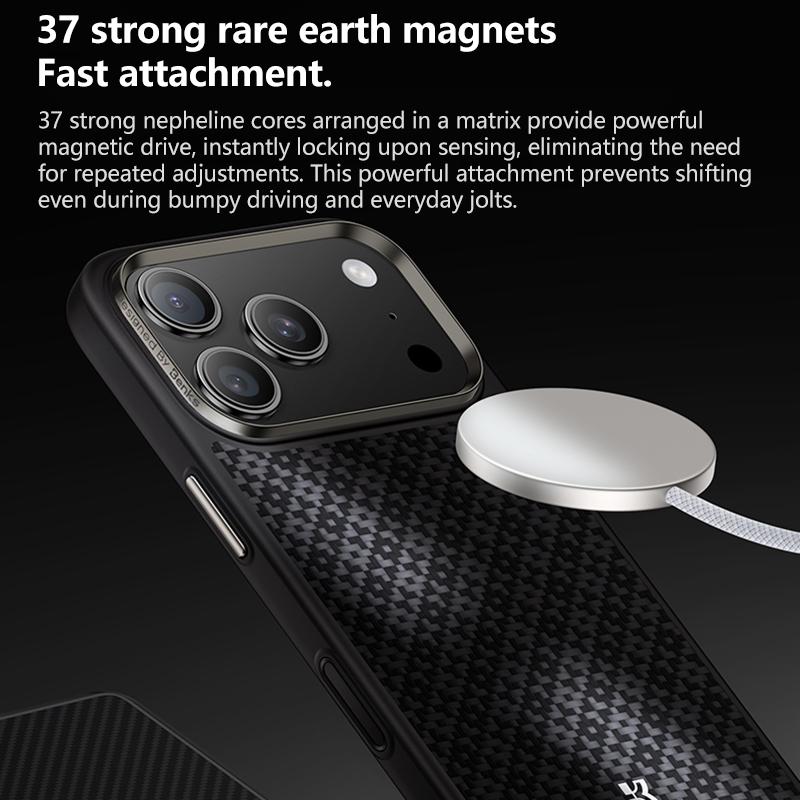 Compatible with iPhone 18 Pro Max & 17 Pro Max Benks Y2 Kevlar All-inclusive MagSafe Magnetic Diamond Phone Case - Black