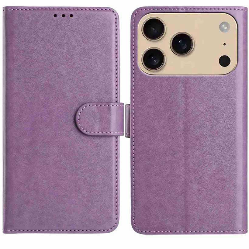 Compatible with iPhone 18 Pro Max & 17 Pro Max Lambskin 8-card Slot Leather Phone Case - Purple