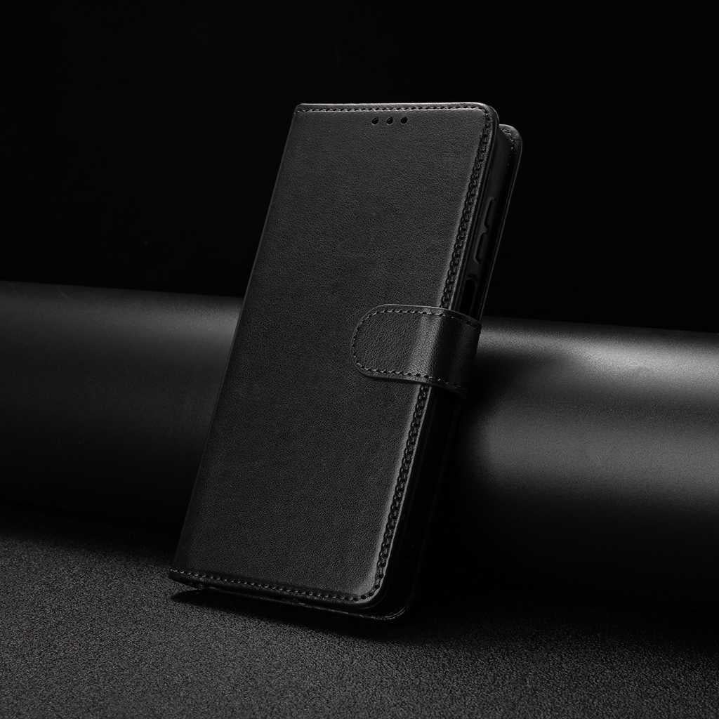 Compatible with iPhone 18 Pro Max & 17 Pro Max Lambskin 8-card Slot Leather Phone Case - Black