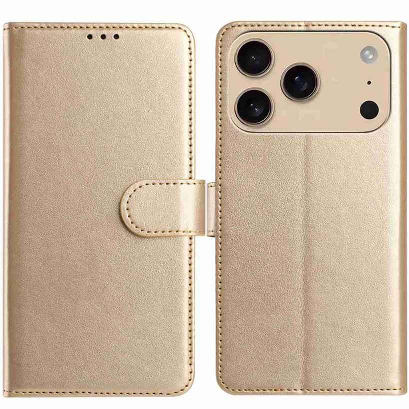 Compatible with iPhone 18 Pro Max & 17 Pro Max Lambskin 8-card Slot Leather Phone Case - Gold