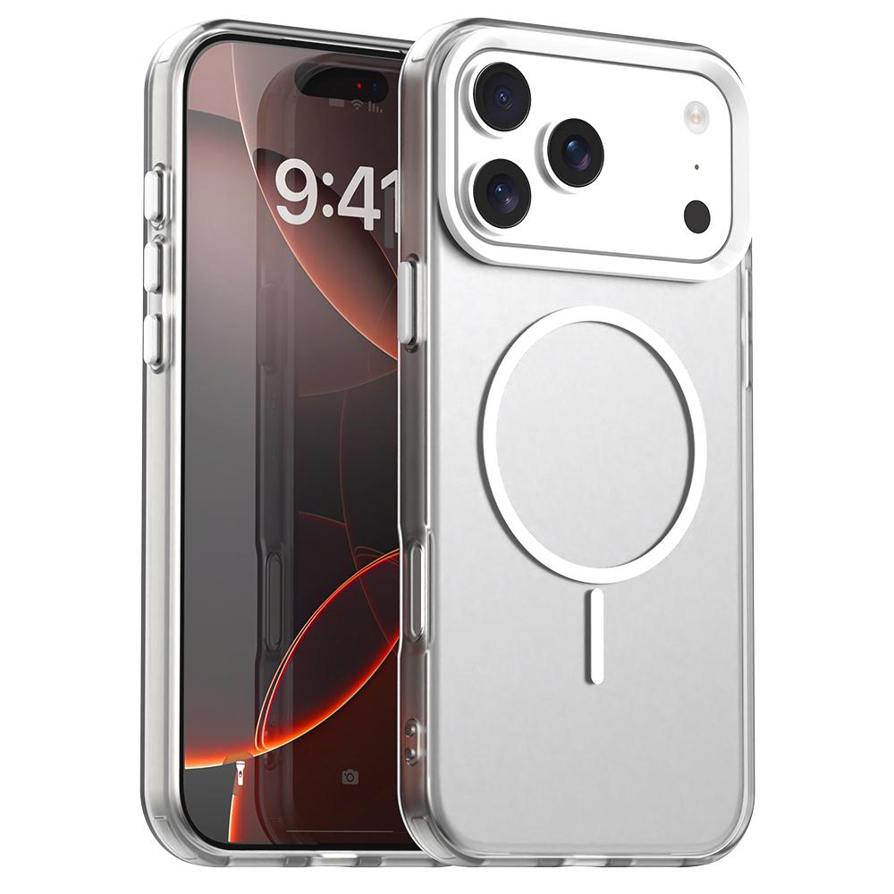 Compatible with iPhone 18 Pro Max Candy Fine Circle Magsafe PC Dual-Layer TPU Phone Case - White