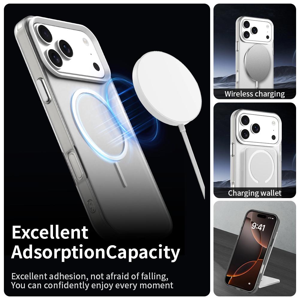 Compatible with iPhone 18 Pro Max Candy Fine Circle Magsafe PC Dual-Layer TPU Phone Case - White
