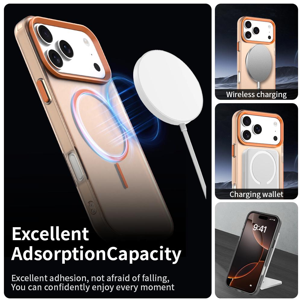 Compatible with iPhone 18 Pro Max Candy Fine Circle Magsafe PC Dual-Layer TPU Phone Case - Orange