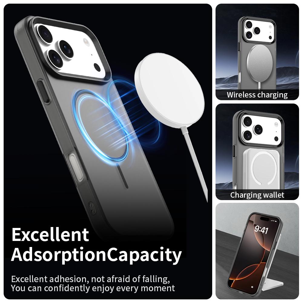 Compatible with iPhone 18 Pro Max Candy Fine Circle Magsafe PC Dual-Layer TPU Phone Case - Black