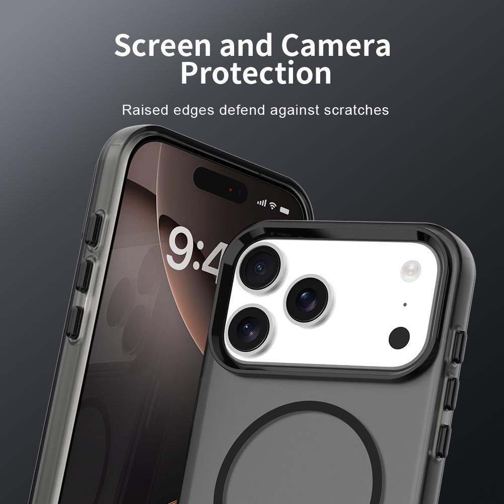 Compatible with iPhone 18 Pro Max Candy Fine Circle Magsafe PC Dual-Layer TPU Phone Case - Black