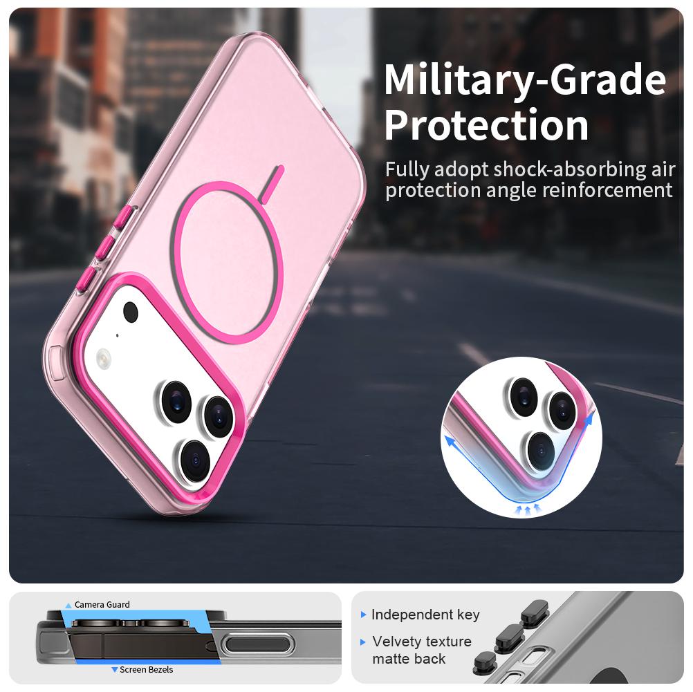 Compatible with iPhone 18 Pro Max Candy Fine Circle Magsafe PC Dual-Layer TPU Phone Case - Red