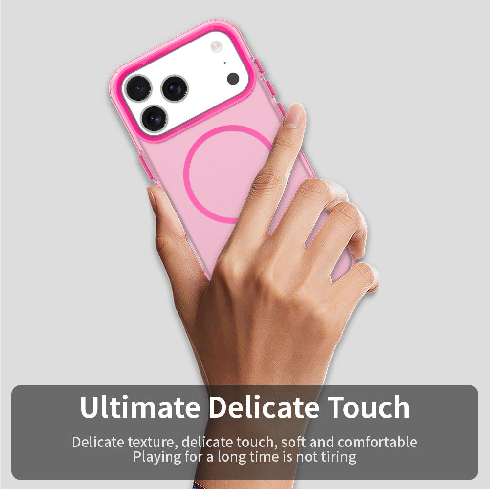 Compatible with iPhone 18 Pro Max Candy Fine Circle Magsafe PC Dual-Layer TPU Phone Case - Red