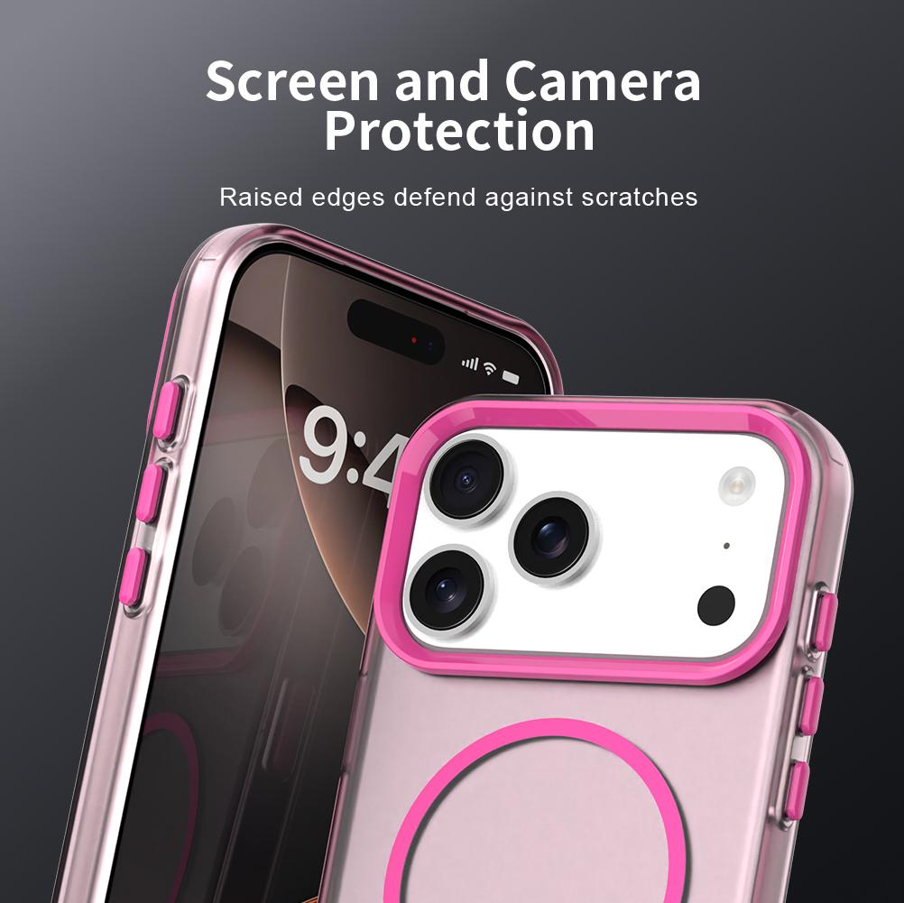 Compatible with iPhone 18 Pro Max Candy Fine Circle Magsafe PC Dual-Layer TPU Phone Case - Red