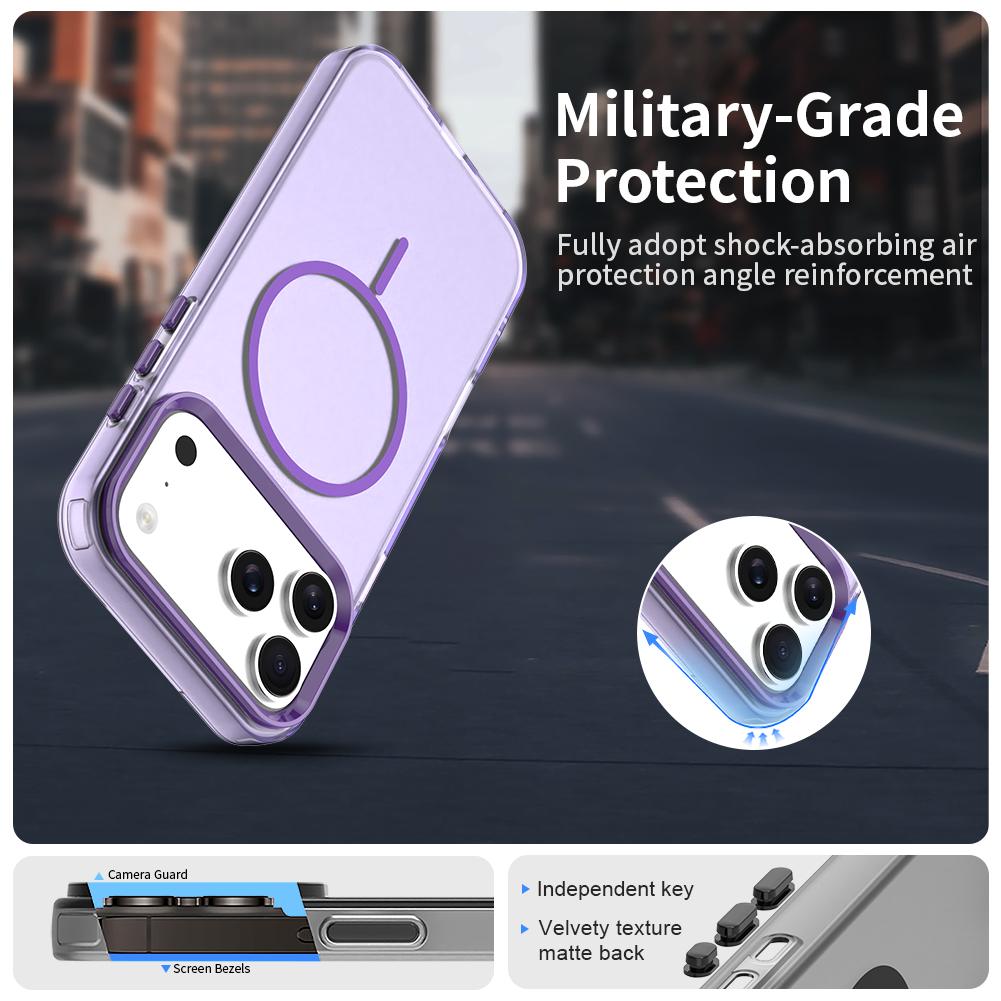 Compatible with iPhone 18 Pro Max Candy Fine Circle Magsafe PC Dual-Layer TPU Phone Case - Purple