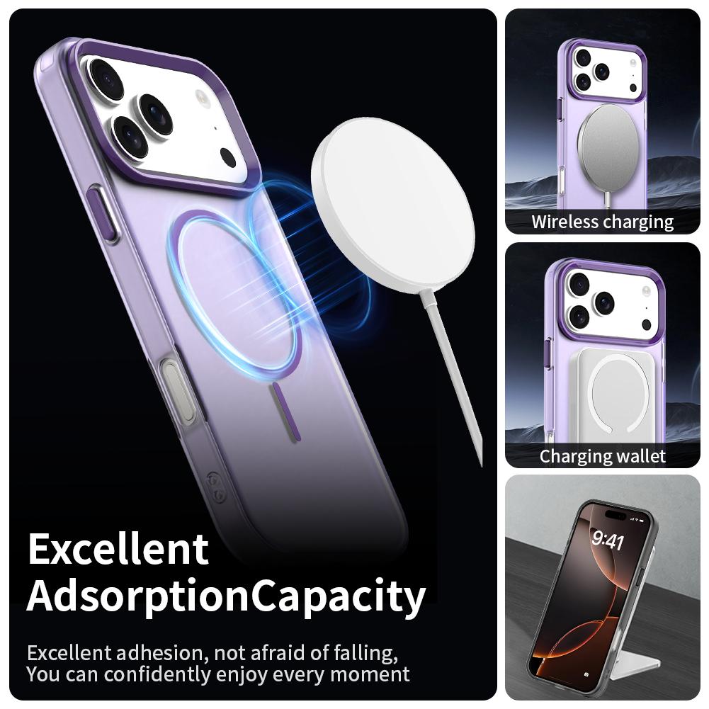 Compatible with iPhone 18 Pro Max Candy Fine Circle Magsafe PC Dual-Layer TPU Phone Case - Purple