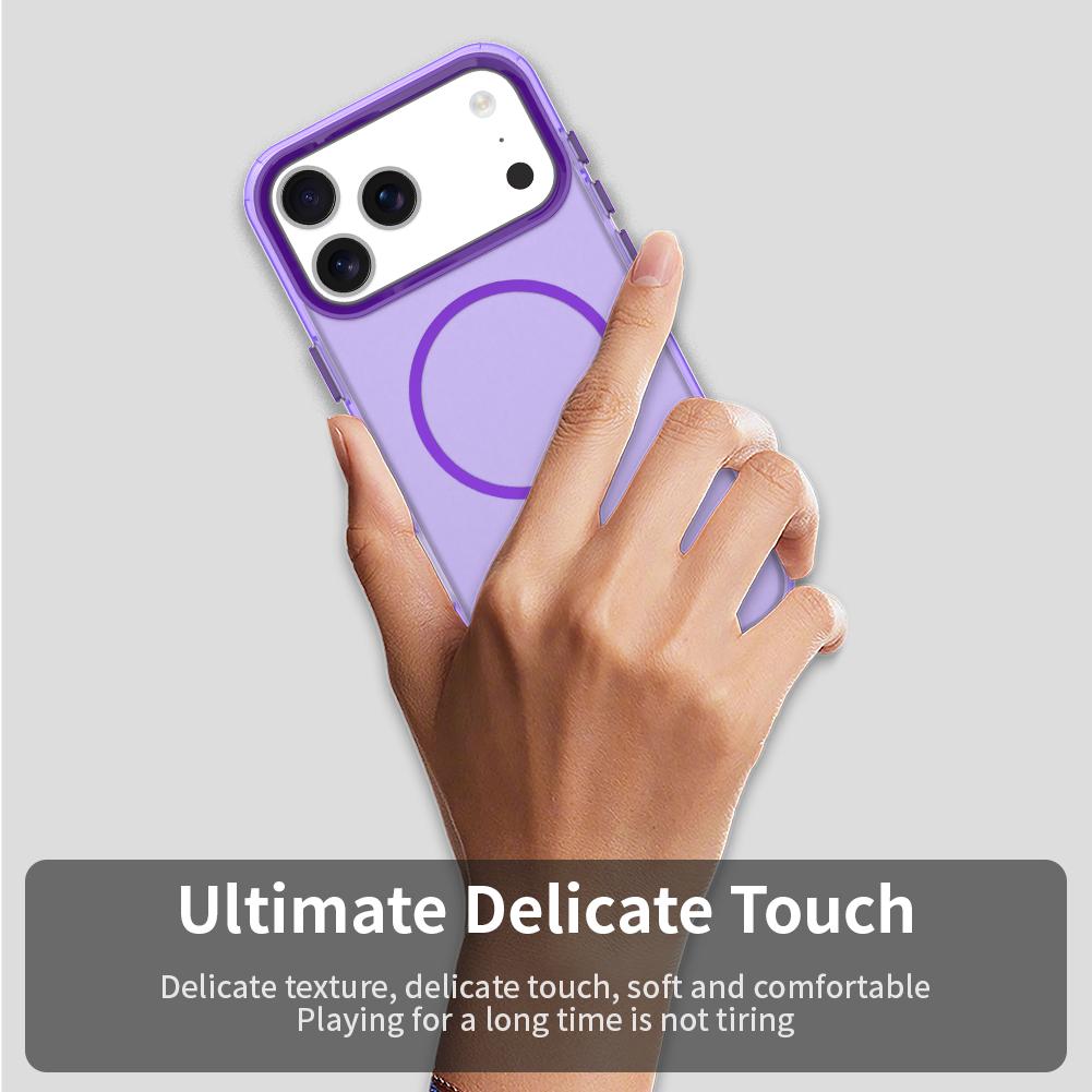 Compatible with iPhone 18 Pro Max Candy Fine Circle Magsafe PC Dual-Layer TPU Phone Case - Purple