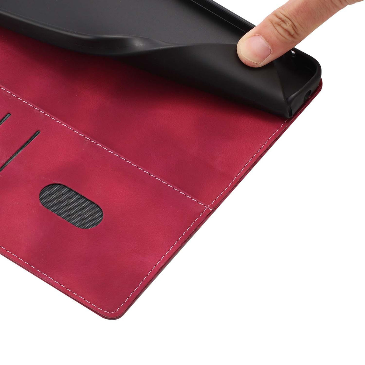 Compatible with iPhone 18 Pro Max Cherry Blossoms Embossed Leather Phone Case - Red