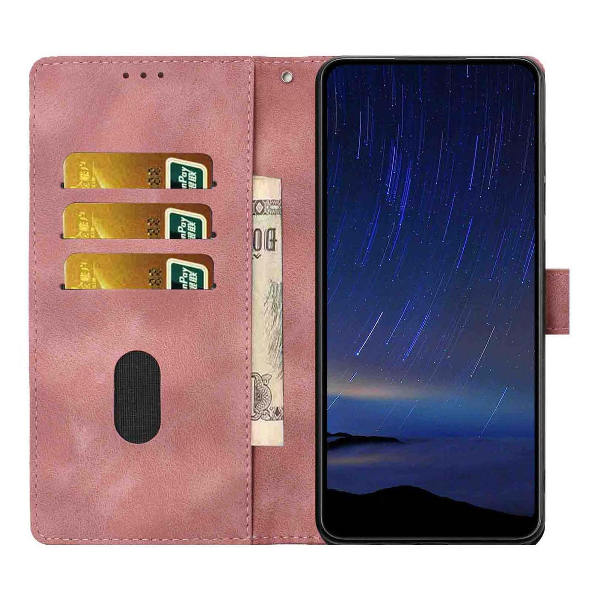 Compatible with iPhone 18 Pro Max Cherry Blossoms Embossed Leather Phone Case - Pink