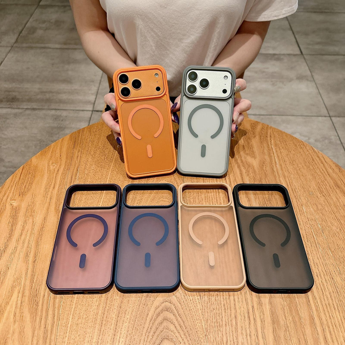 Compatible with iPhone 18 Pro Max & 17 Pro Max Frosted Skin Feel MagSafe Phone Case - Orange