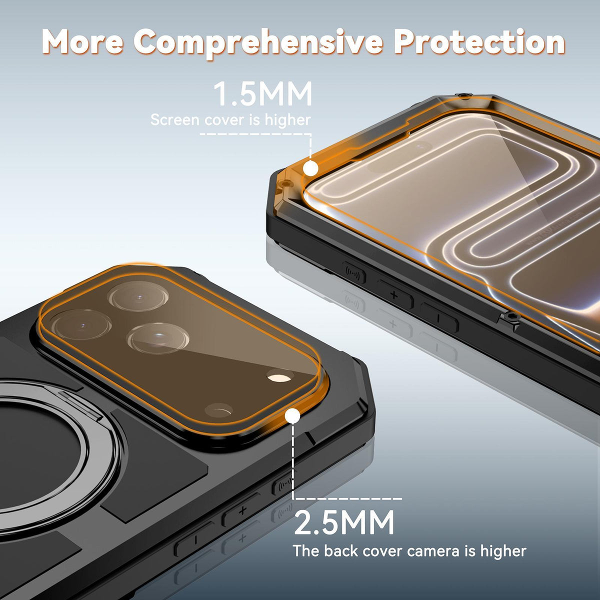 Compatible with iPhone 18 Pro Max R-JUST Life Waterproof Dustproof MagSafe Magnetic Holder Phone Case - Black
