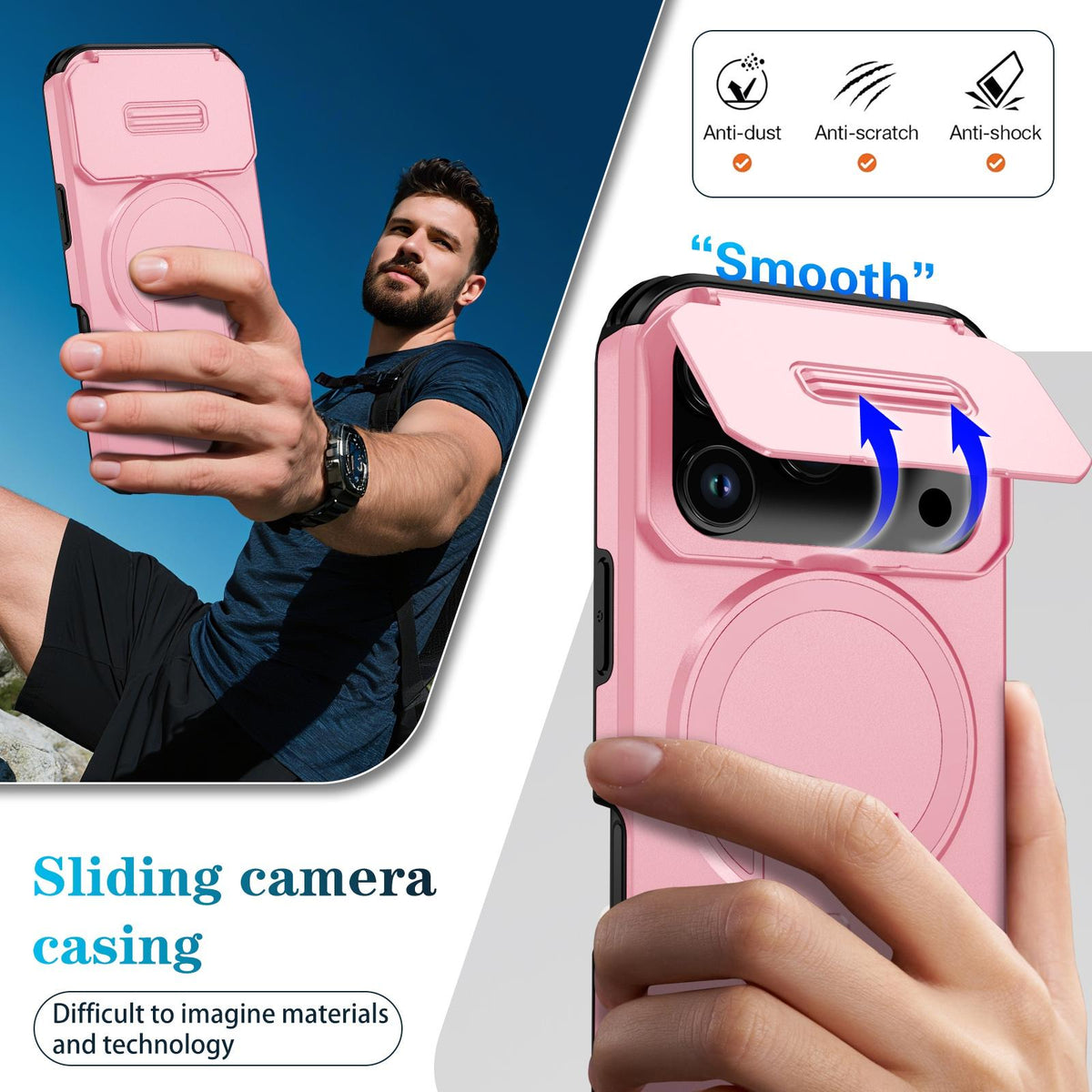Compatible with iPhone 18 Pro Max Sliding Camshield MagSafe Holder Phone Case - Pink