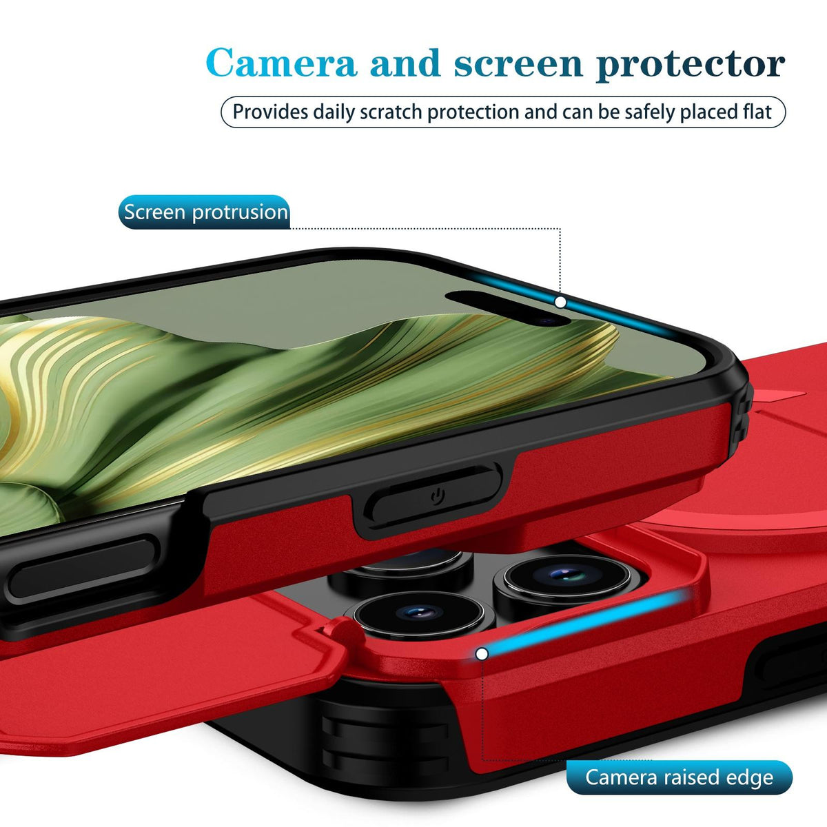 Compatible with iPhone 18 Pro Max Sliding Camshield MagSafe Holder Phone Case - Red