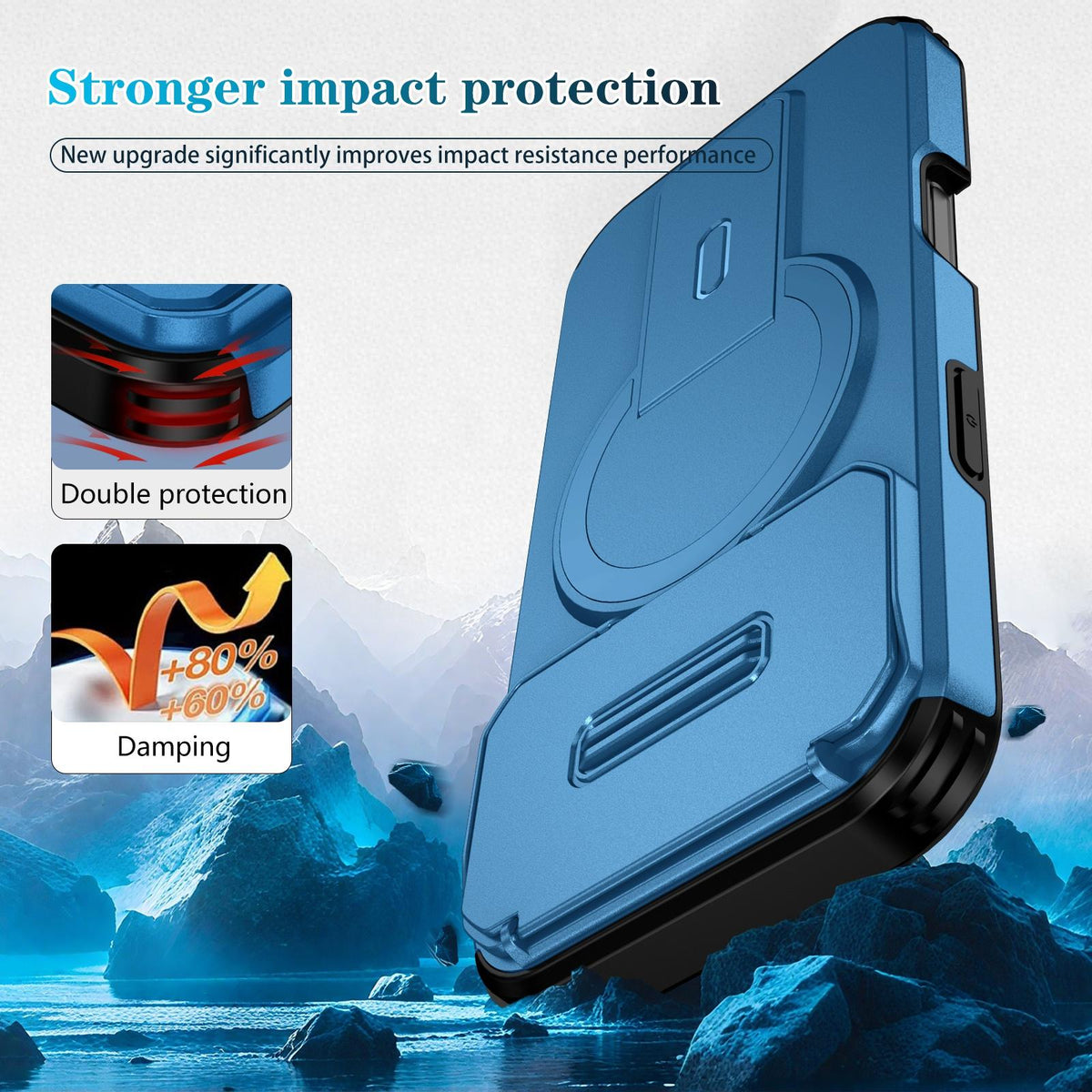 Compatible with iPhone 18 Pro Max Sliding Camshield MagSafe Holder Phone Case - Blue