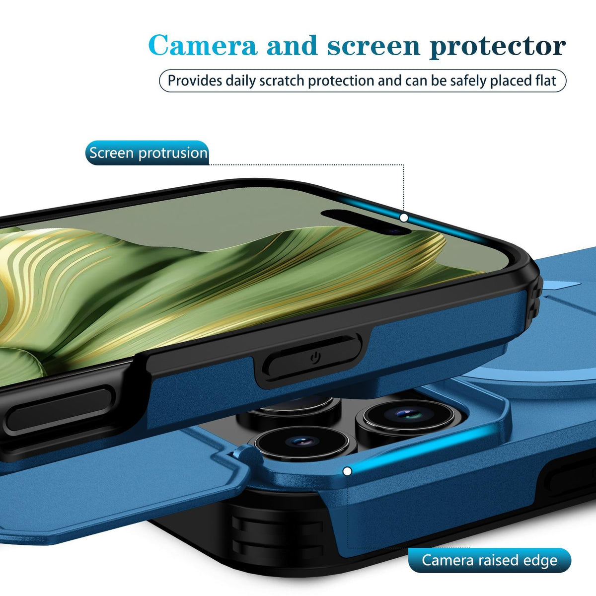 Compatible with iPhone 18 Pro Max Sliding Camshield MagSafe Holder Phone Case - Blue