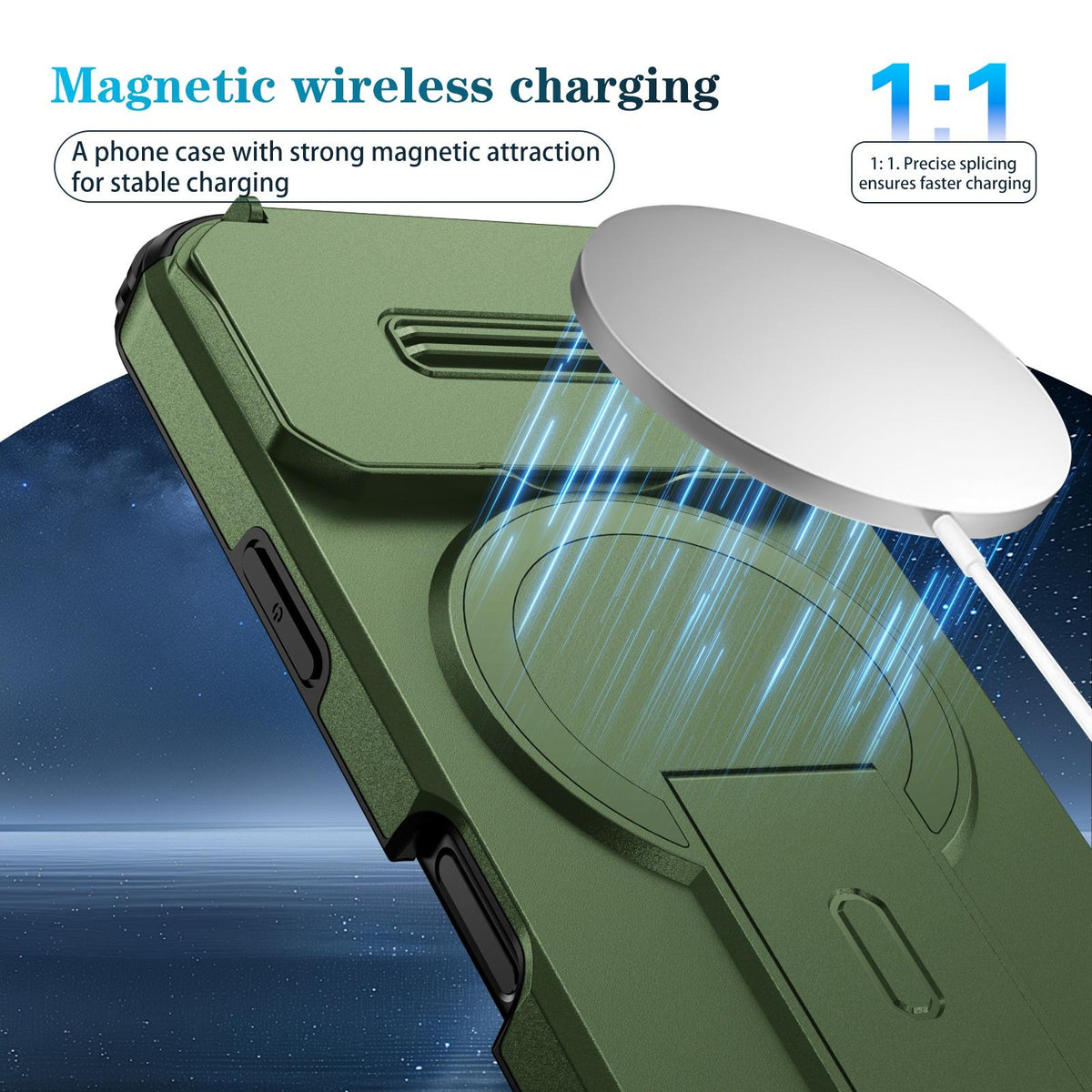 Compatible with iPhone 18 Pro Max Sliding Camshield MagSafe Holder Phone Case - Green