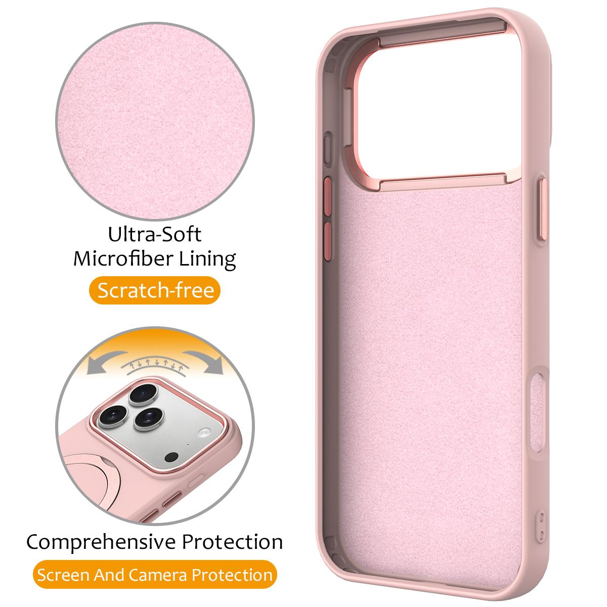 Compatible with iPhone 18 Pro Gen1.5 Pivot Ring Holder TPU Dual-Layer PC Phone Case - Pink