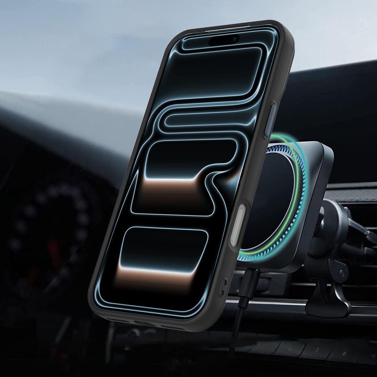 Compatible with iPhone 18 Pro Max Gen1.5 Pivot Ring Holder TPU Dual-Layer PC Phone Case - Black