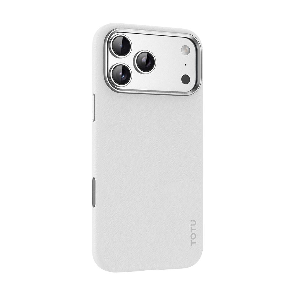 Compatible with iPhone 18 Pro & 17 Pro TOTU PC-17 Vegan Leather MagSafe Magnetic Phone Case - White