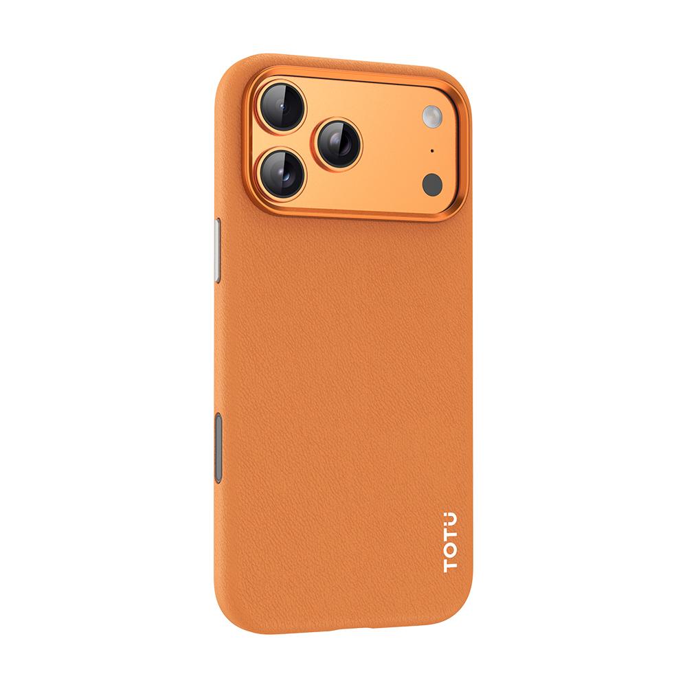 Compatible with iPhone 18 Pro & 17 Pro TOTU PC-17 Vegan Leather MagSafe Magnetic Phone Case - Orange