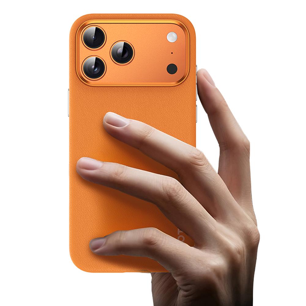Compatible with iPhone 18 Pro & 17 Pro TOTU PC-17 Vegan Leather MagSafe Magnetic Phone Case - Orange